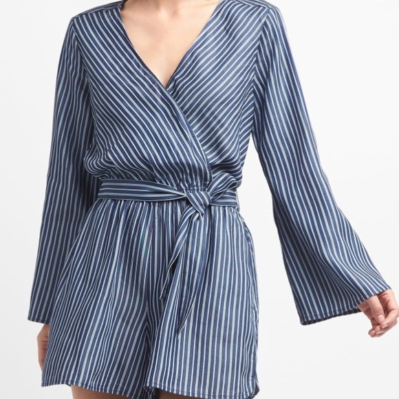 GAP Dresses & Skirts - NWT Gap Surplice Stripe Bell Sleeve Wrap Romper